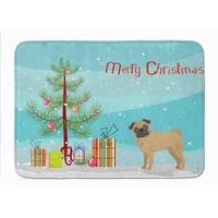 "Caroline's Treasures Pug Christmas Tree Machine Washable Memory Foam Mat doormats, Multicolor"