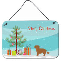 "Caroline's Treasures Small Greek Domestic Dog Kokoni Christmas Tree Door Hanging Prints wall-decor, Multicolor"