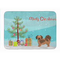 "Caroline's Treasures Tibetan Spaniel Christmas Tree Machine Washable Memory Foam Mat doormats, Multicolor"
