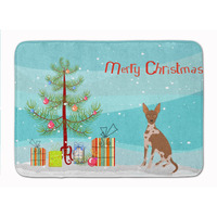 "Caroline's Treasures Tan Abyssinian or African Hairless Dog Christmas Tree Machine Washable Memory Foam Mat doormats, Multicolor"