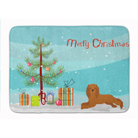 "Caroline's Treasures Ruby Cavalier King Charles Spaniel Christmas Tree Machine Washable Memory Foam Mat doormats, Multicolor"