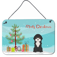 "Caroline's Treasures Black and White Cyprus Poodle Christmas Tree Door Hanging Prints wall-decor, Multicolor"