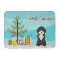 "Caroline's Treasures Black and White Cyprus Poodle Christmas Tree Machine Washable Memory Foam Mat doormats, Multicolor"