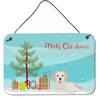 "Caroline's Treasures Small Greek Domestic Dog Kokoni #2 Christmas Tree Door Hanging Prints wall-decor, Multicolor"