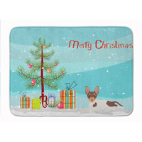 "Caroline's Treasures Toy Fox Terrier Christmas Tree Machine Washable Memory Foam Mat doormats, Multicolor"