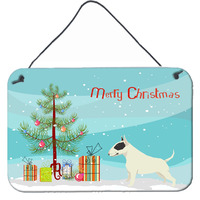 "Caroline's Treasures Black and White Bull Terrier Christmas Tree Door Hanging Prints wall-decor, Multicolor"