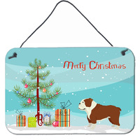 "Caroline's Treasures English Bulldog Christmas Tree Door Hanging Prints wall-decor, Multicolor"