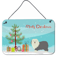 "Caroline's Treasures Old English Sheepdog Christmas Tree Door Hanging Prints wall-decor, Multicolor"
