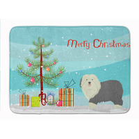 "Caroline's Treasures Old English Sheepdog Christmas Tree Machine Washable Memory Foam Mat doormats, Multicolor"