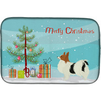 "Caroline's Treasures CK3553DDM Papillon Christmas Tree dish-drying-mats, 14 x 21, Multicolor"