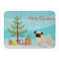 "Caroline's Treasures Pug Christmas Tree Machine Washable Memory Foam Mat doormats, Multicolor"
