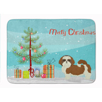 "Caroline's Treasures Shih Tzu Christmas Tree Machine Washable Memory Foam Mat doormats, Multicolor"