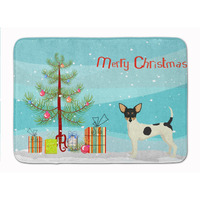 "Caroline's Treasures Toy Fox Terrier Christmas Tree Machine Washable Memory Foam Mat doormats, Multicolor"