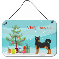 "Caroline's Treasures Akita Shepherd Black and Tan Christmas Tree Door Hanging Prints wall-decor, Multicolor"