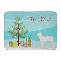 "Caroline's Treasures White Bullboxer Christmas Tree Machine Washable Memory Foam Mat doormats, Multicolor"