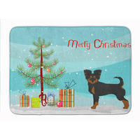 "Caroline's Treasures Black and Tan Chion Christmas Tree Machine Washable Memory Foam Mat doormats, Multicolor"