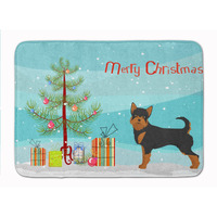 "Caroline's Treasures Black and Tan Chorkie Christmas Tree Machine Washable Memory Foam Mat doormats, Multicolor"