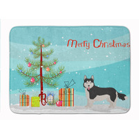 "Caroline's Treasures Corgi Husky Mix #2 Christmas Tree Machine Washable Memory Foam Mat doormats, Multicolor"