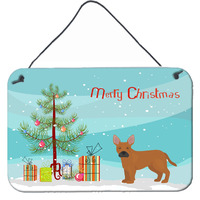 "Caroline's Treasures Tan French Bulldog Pit Bull Mix Christmas Tree Door Hanging Prints wall-decor, Multicolor"