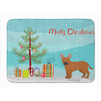"Caroline's Treasures Tan French Bulldog Pit Bull Mix Christmas Tree Machine Washable Memory Foam Mat doormats, Multicolor"