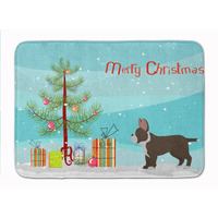 "Caroline's Treasures Black French Bulldog Pit Bull Mix Christmas Tree Machine Washable Memory Foam Mat doormats, Multicolor"