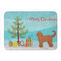 "Caroline's Treasures Tan Goldendoodle Christmas Tree Machine Washable Memory Foam Mat doormats, Multicolor"