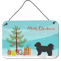"Caroline's Treasures Black Pekeapoo Christmas Tree Door Hanging Prints wall-decor, Multicolor"
