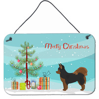 "Caroline's Treasures Black and Tan Pomchi Christmas Tree Door Hanging Prints wall-decor, Multicolor"