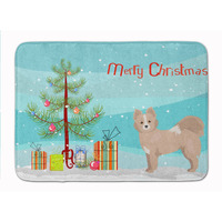 "Caroline's Treasures Tan Pomchi Christmas Tree Machine Washable Memory Foam Mat doormats, Multicolor"