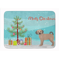 "Caroline's Treasures Fawn Puggle Christmas Tree Machine Washable Memory Foam Mat doormats, Multicolor"