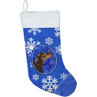 "Caroline's Treasures Winter Snowflakes Black and Tan Dachshund christmas-stockings, Multicolor"