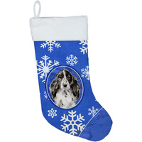 "Caroline's Treasures Winter Snowflakes Black Parti Cocker Spaniel christmas-stockings, Multicolor"