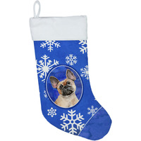 "Caroline's Treasures Winter Snowflakes Fawn French Bulldog christmas-stockings, Multicolor"
