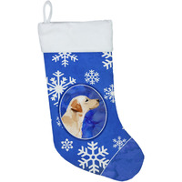 "Caroline's Treasures Winter Snowflakes Labrador Retriever Yellow christmas-stockings, Multicolor"