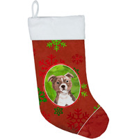 "Caroline's Treasures Snowflakes Red Staffie Bull christmas-stockings, Multicolor"