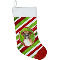 "Caroline's Treasures Boxer Candy Stripe christmas-stockings, Multicolor"