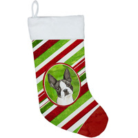 "Caroline's Treasures Boston Terrier Candy Stripe christmas-stockings, Multicolor"