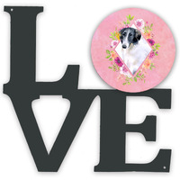 "Caroline's Treasures Borzoi Pink Flowers Metal Artwork Love wall-decor, Multicolor"