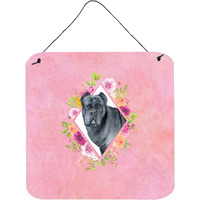 "Caroline's Treasures Cane Corso Pink Flowers Door Hanging Prints wall-decor, Multicolor"