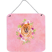 "Caroline's Treasures Chow #1 Pink Flowers Door Hanging Prints wall-decor, Multicolor"