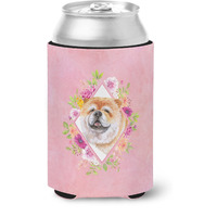 "Caroline's Treasures CK4132CC Chow #2 Pink Flowers Can or Bottle Hugger cold-beverage-koozies, 12 oz, Multicolor"