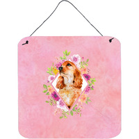 "Caroline's Treasures Cocker Spaniel #2 Pink Flowers Door Hanging Prints wall-decor, Multicolor"