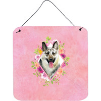 "Caroline's Treasures Eastern German Shepherd Pink Flowers Door Hanging Prints wall-decor, Multicolor"