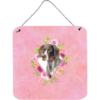 "Caroline's Treasures German Shorthaired Pointer Pink Flowers Door Hanging Prints wall-decor, Multicolor"