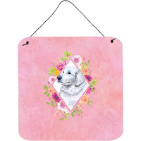 "Caroline's Treasures Pyrenees Pink Flowers Door Hanging Prints wall-decor, Multicolor"