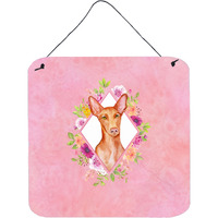 "Caroline's Treasures Pharaoh Hound Pink Flowers Door Hanging Prints wall-decor, Multicolor"