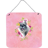 "Caroline's Treasures Schnauzer Pink Flowers Door Hanging Prints wall-decor, Multicolor"