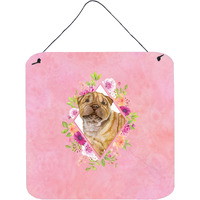 "Caroline's Treasures Shar Pei Pink Flowers Door Hanging Prints wall-decor, Multicolor"