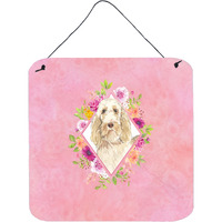 "Caroline's Treasures Spinone Italiano Pink Flowers Door Hanging Prints wall-decor, Multicolor"