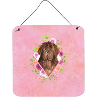 "Caroline's Treasures Newfoundland Pink Flowers Door Hanging Prints wall-decor, Multicolor"